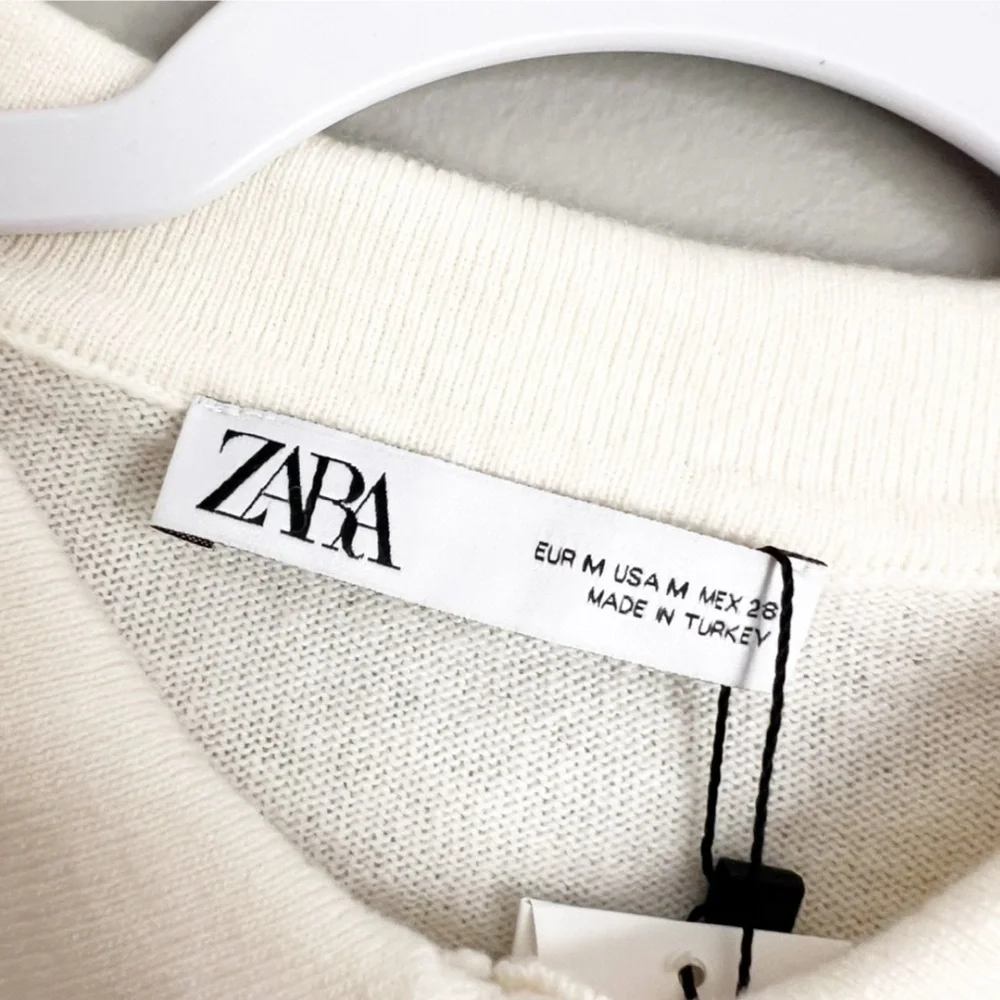 Zara cashmere Wool sweater Jumper Brand New medium collar work office cozy - Picture 2 of 4
